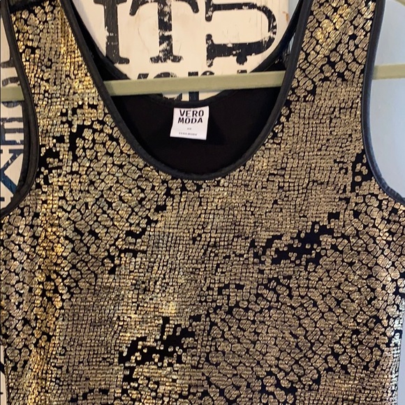 Vera Moda Gold Shimmer Holiday Dress - Picture 3 of 7